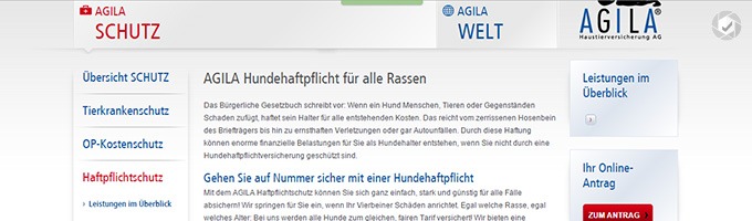 AGILA Hundehaftpflichtversicherung Tarife