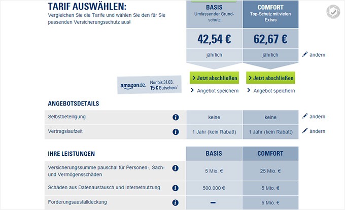 CosmosDirekt Haftpflicht Tarife