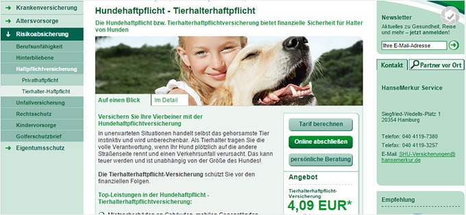 HanseMerkur Haftpflichtversicherung für Hunde