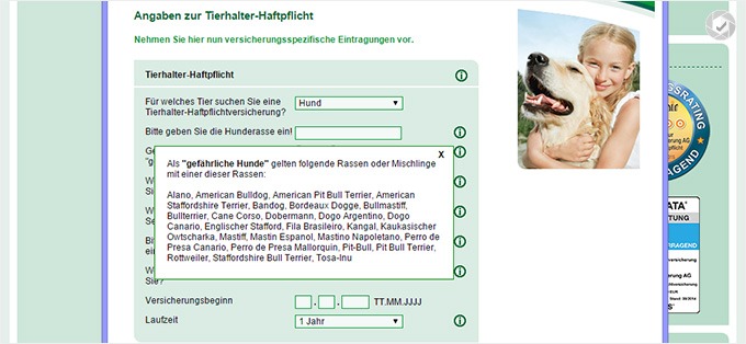  HanseMerkur Hundehaftpflichtversicherungen Details